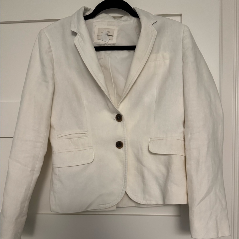 Women's White Linen J. Crew Blazer